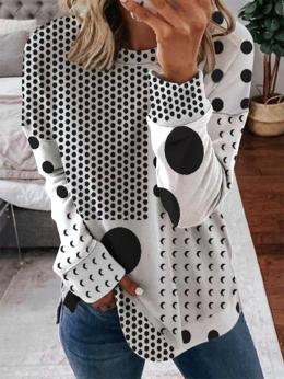 Modetalente Langarm 1 Schwarz-Weiß Damen Kapuzenpullover Rundhals Lässig Jersey Polka Dots Kapuzenpullover