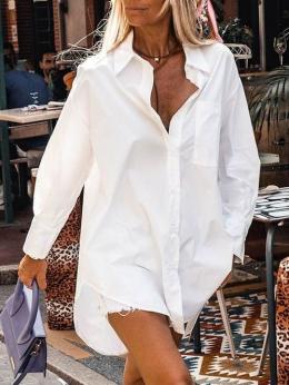 Modetalente Langarm 1 Weiß Damen Langarm-Blusen für Arbeit Urlaub Hemdkragen Baumwolle Elegant Urlaub Langarm-Blusen