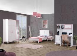 Odacix Jugendzimmer Set Lilyum 4-teilig Weiß Rosa