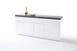 Oregon Sideboard Weiß MDF Beton mit 4 Türen