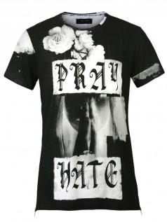 Religion Herren Shirt Pray Hate (M) (wei)