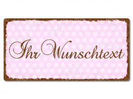 Retro Schild mit Polka Dots 200 x 100mm Polka Dots pastellrosa