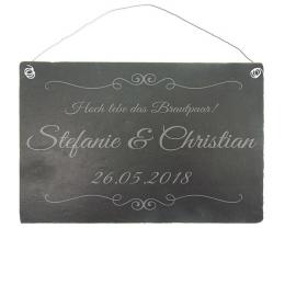 Schieferschild zur Hochzeit 30 x 20 cm mit Wunschtext