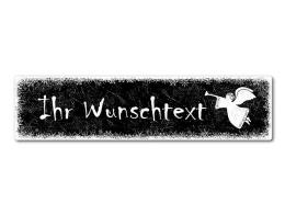Schild Schneeflöckchen mit Wunschtext - Farbe schwarz - Format 30 x 7,5 cm