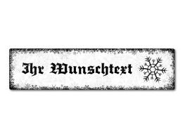Schild Schneeflöckchen mit Wunschtext - Farbe weiß - Format 30 x 7,5 cm