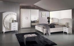Schlafzimmer Set Antalya in Weiß/Silber 160x200