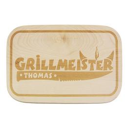 Schneidbrett aus Holz mit Wunschname Motiv Grillmeister