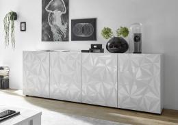 Sideboard Hochglanz Prisma 4-türig Weiß