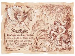 Sportbild Angler auf Antikpapier im A4-Format