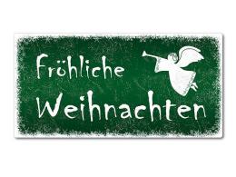 Weihnachtsdeko Schneegestöber - Schild mit Wunschtext - Farbe grün - Format 30 x 15 cm