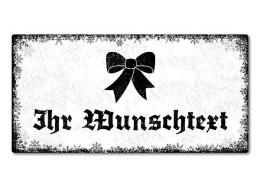 Weihnachtsdeko Schneegestöber - Schild mit Wunschtext - Farbe weiß - Format 30 x 15 cm