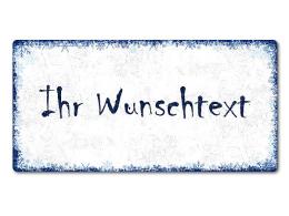 Winterdeko Schneegestöber - Blechschild als Geschenk - Farbe blau - Format 20 x 10 cm