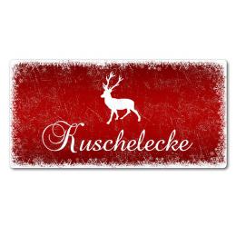 Winterdeko Schneegestöber - Blechschild zum Selbstgestalten - Farbe rot - Format 20 x 10 cm