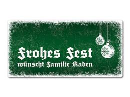 Winterdeko Schneegestöber - Blechschild zum Verschenken - Farbe grün - Format 20 x 10 cm